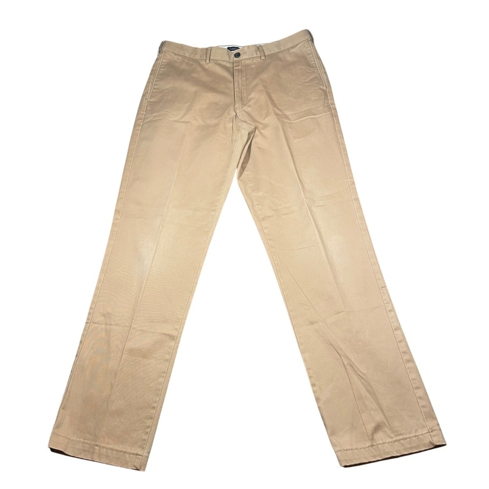 Lands End Chinos Mens Sz 36 Khaki Traditional Fit 100% Cotton Casual Work Golf